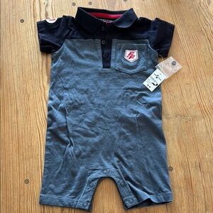 Navy and Gray Baby Romper